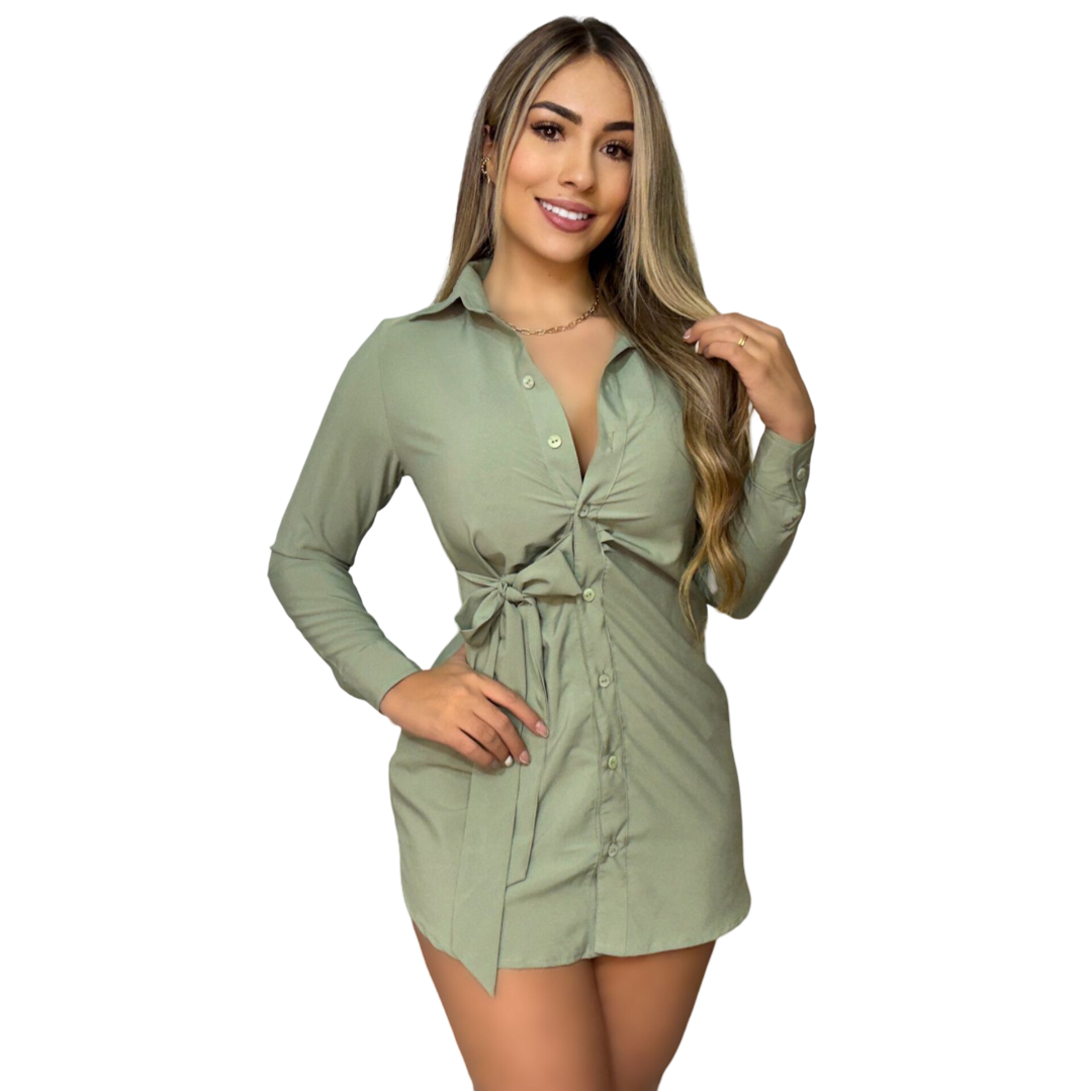 Vestido Ref 709 Verde Salvia